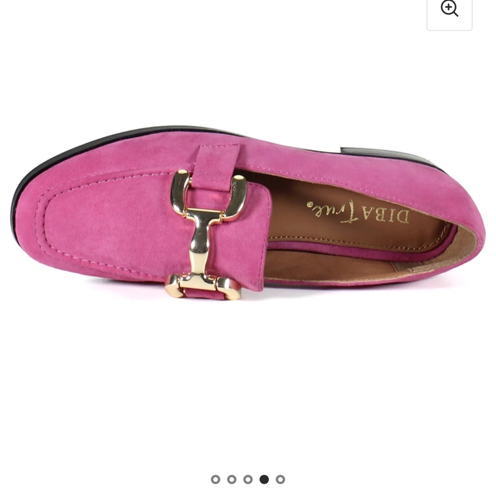 Women’s Pink Suede Slip-On Loafers with Gold Accent - Picture 7 of 13